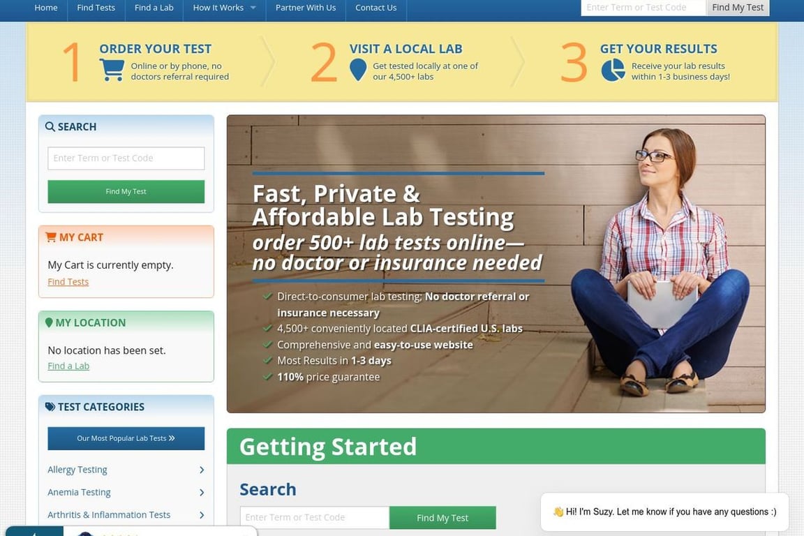 HealthLabs.com homepage