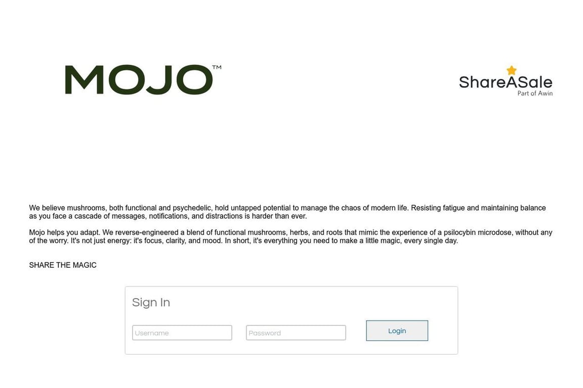 Mojo Gummy affiliate program signup page