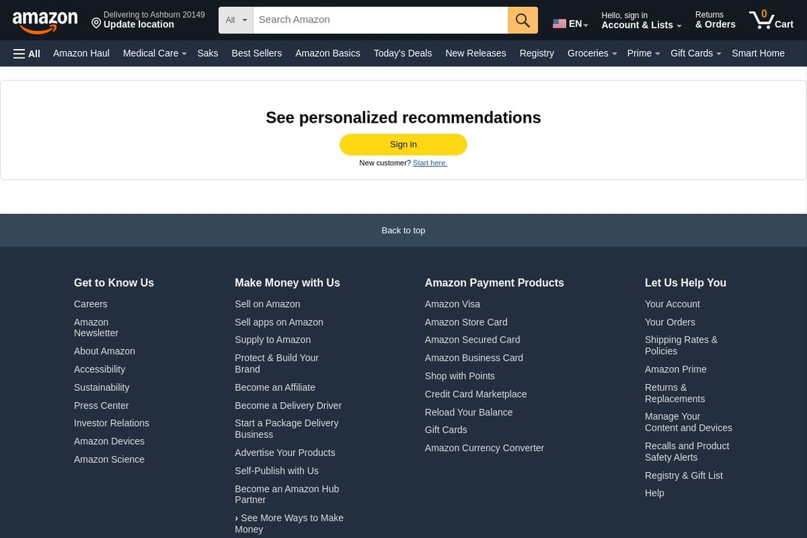Book Depository homepage