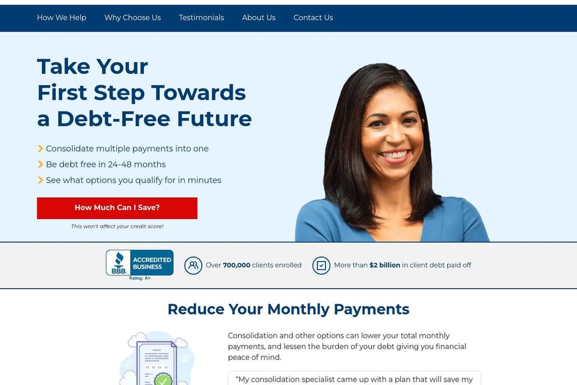 Accredited Debt Relief homepage