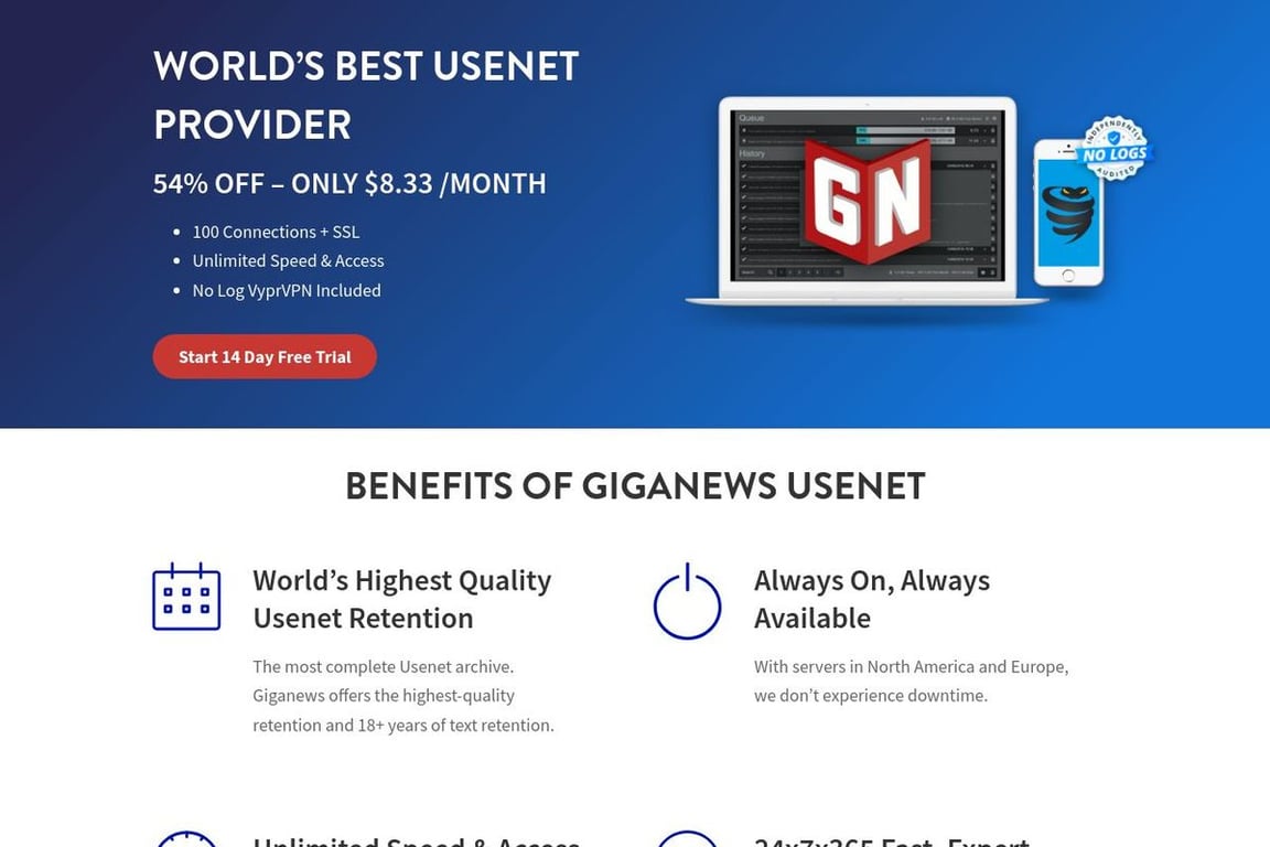 GigaNews homepage