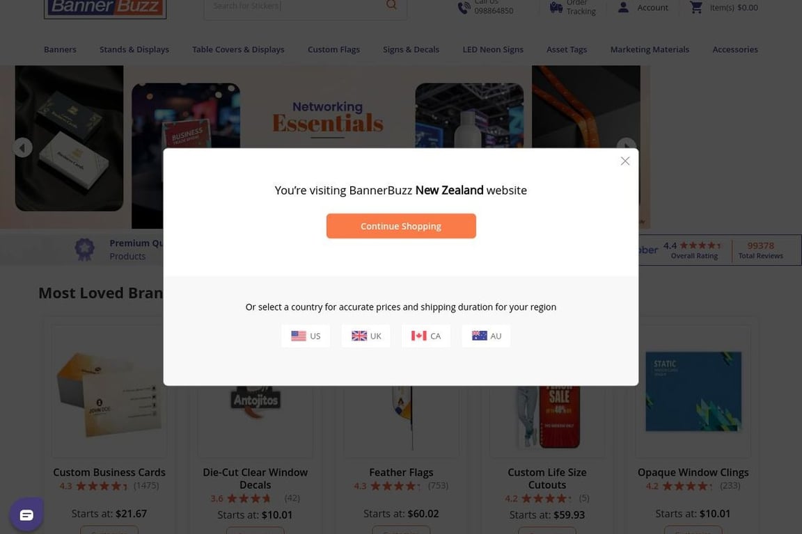 BannerBuzz NZ homepage