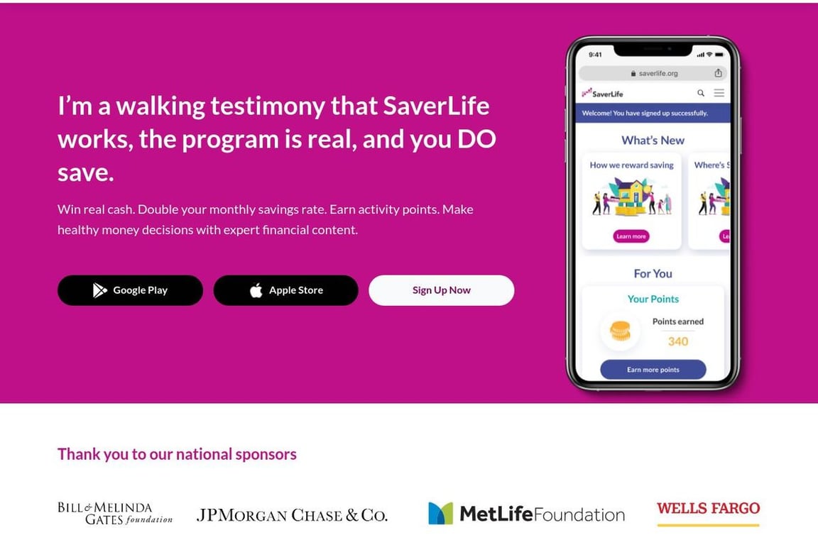 SaverLife homepage