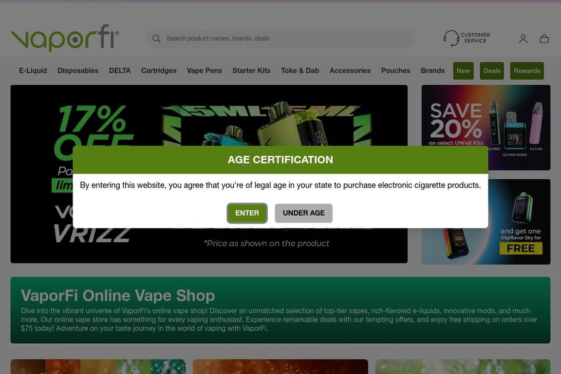 VaporFi homepage
