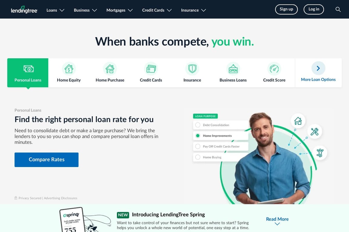 Lending Tree homepage