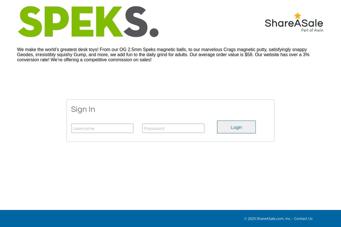 SPEKS Preferred affiliate program signup page