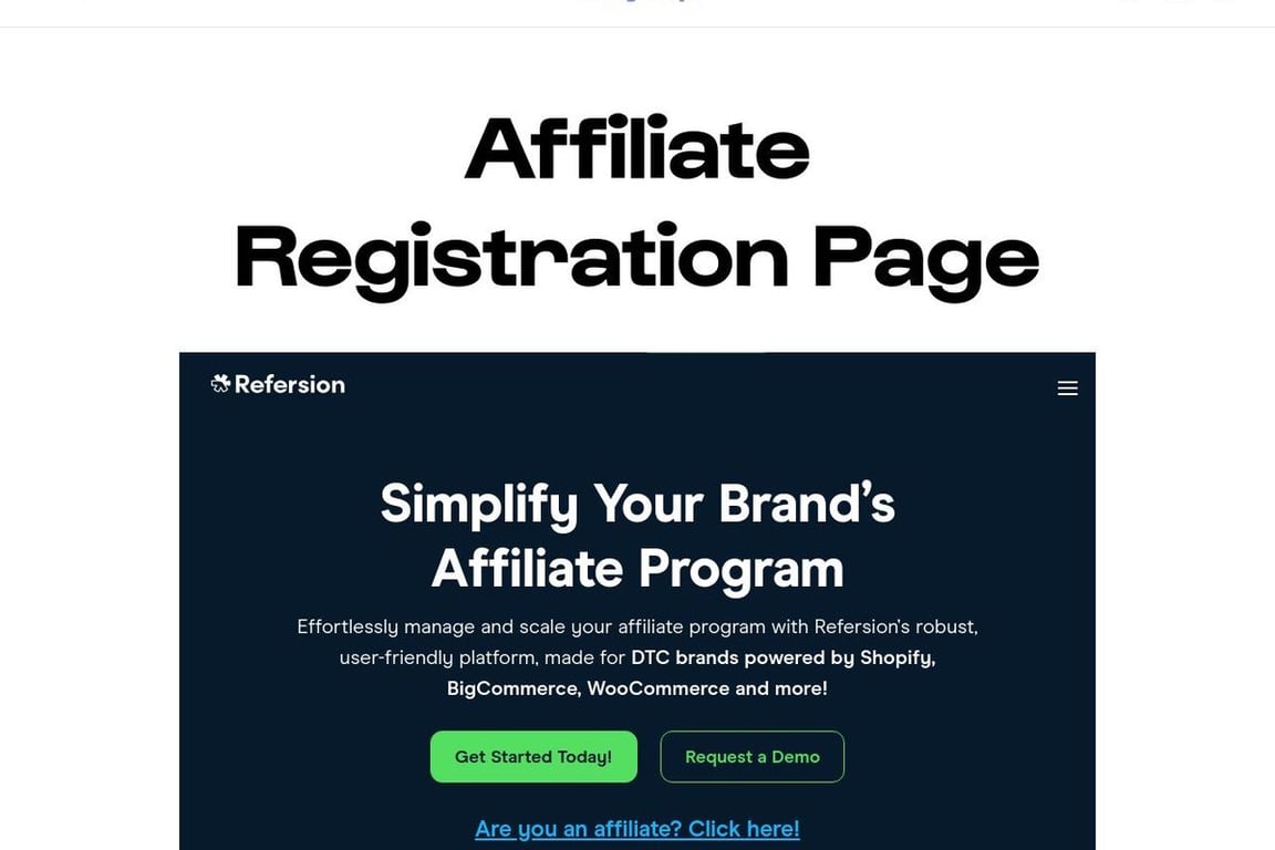 Alleyoop affiliate program signup page