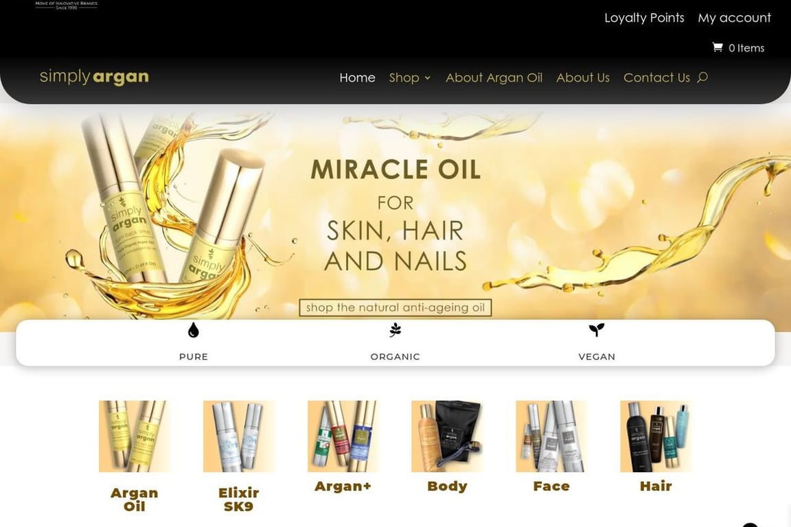 Simply Argan homepage