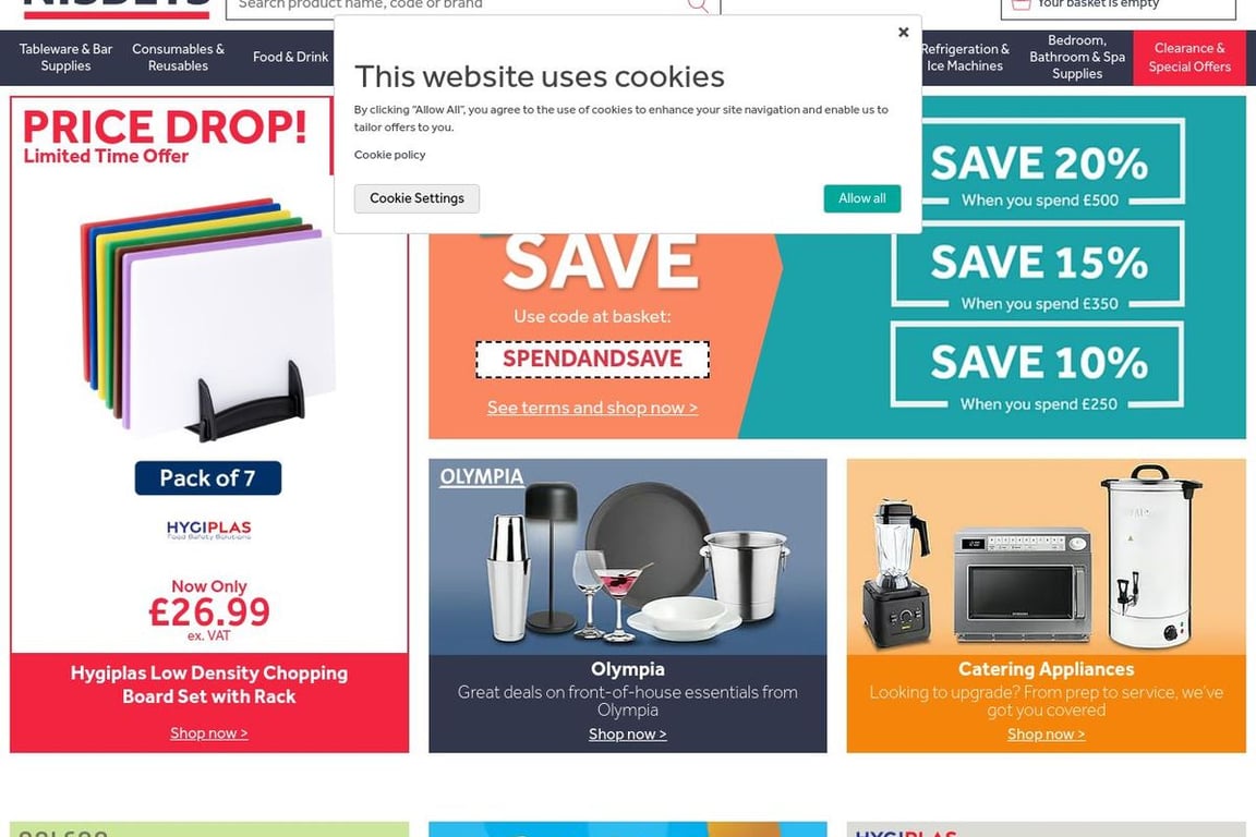 Nisbets UK homepage