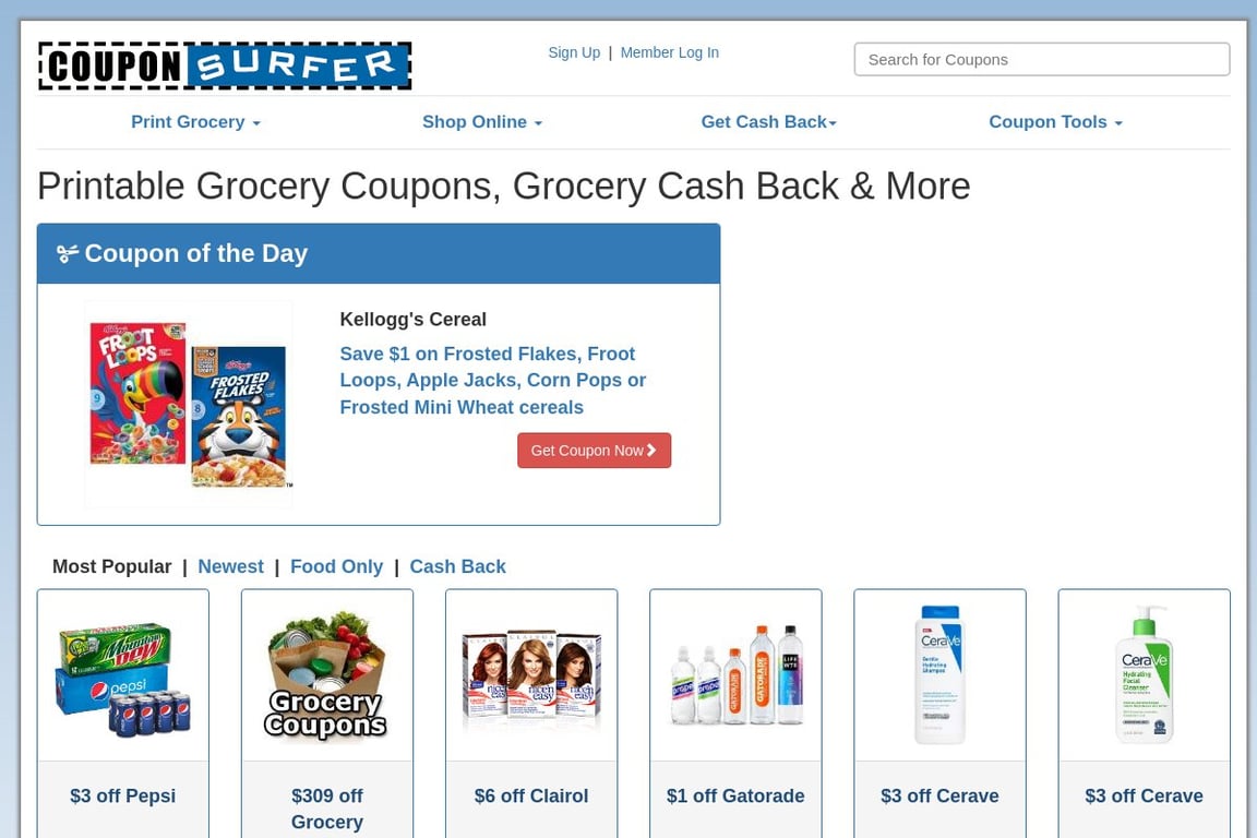 CouponSurfer.com homepage