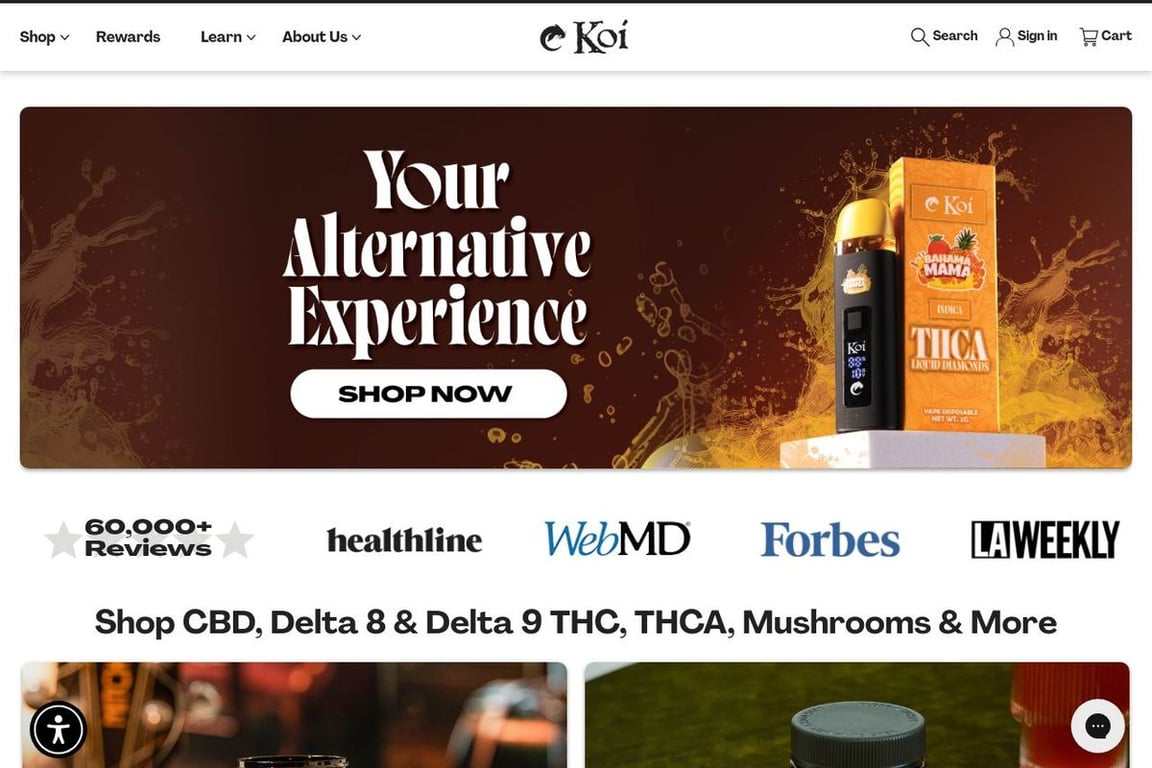 Koi CBD homepage