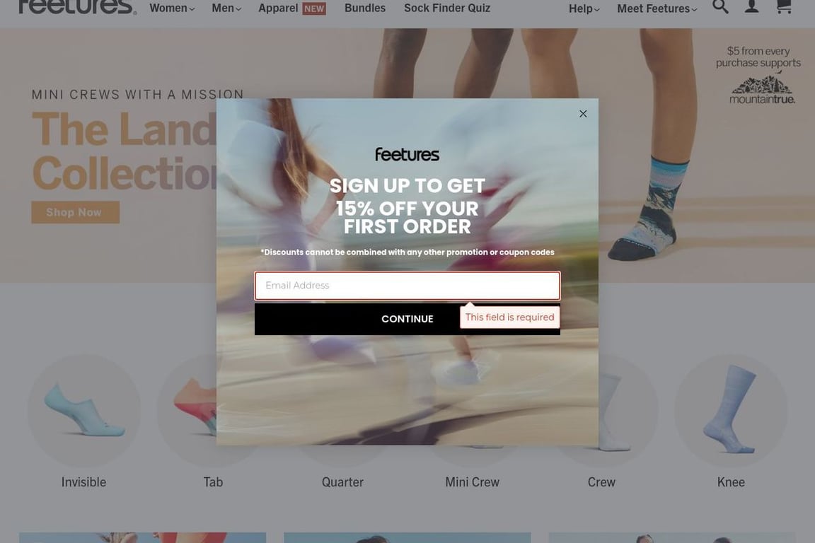 Feetures homepage