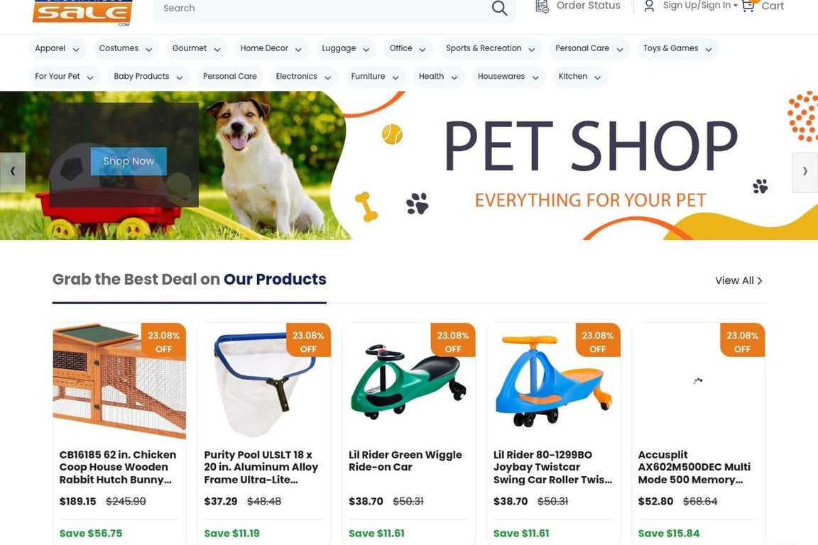 UnbeatableSale.com homepage