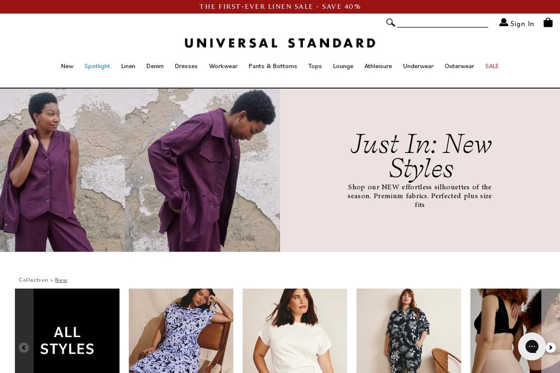 Universal Standard affiliate program signup page