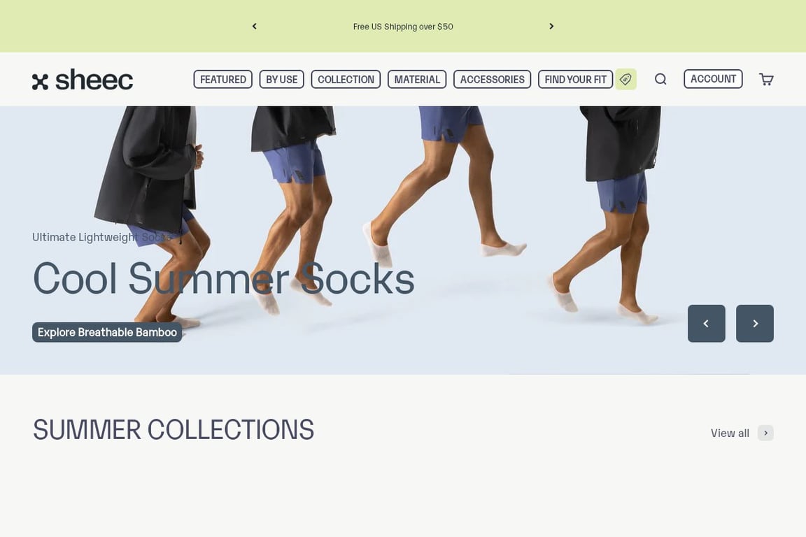 Sheec Socks homepage