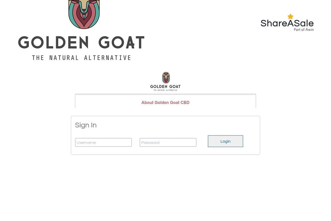 Golden Goat CBD affiliate program signup page