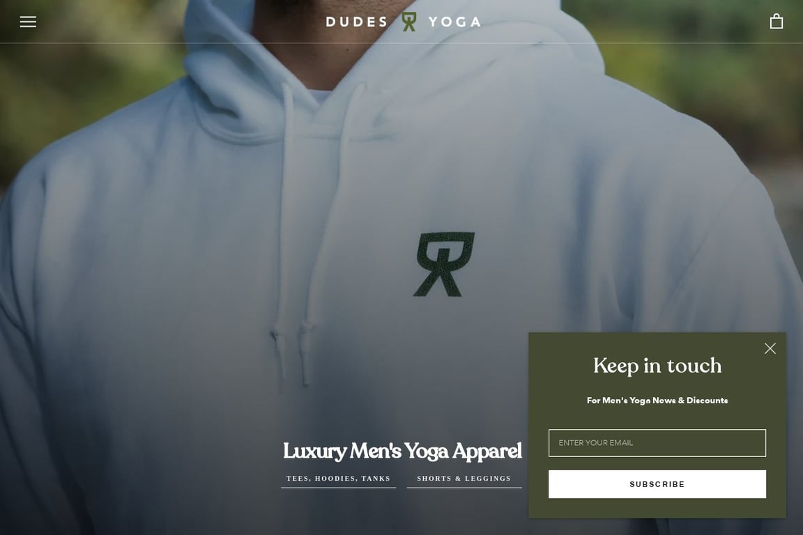 Dudes Yoga homepage