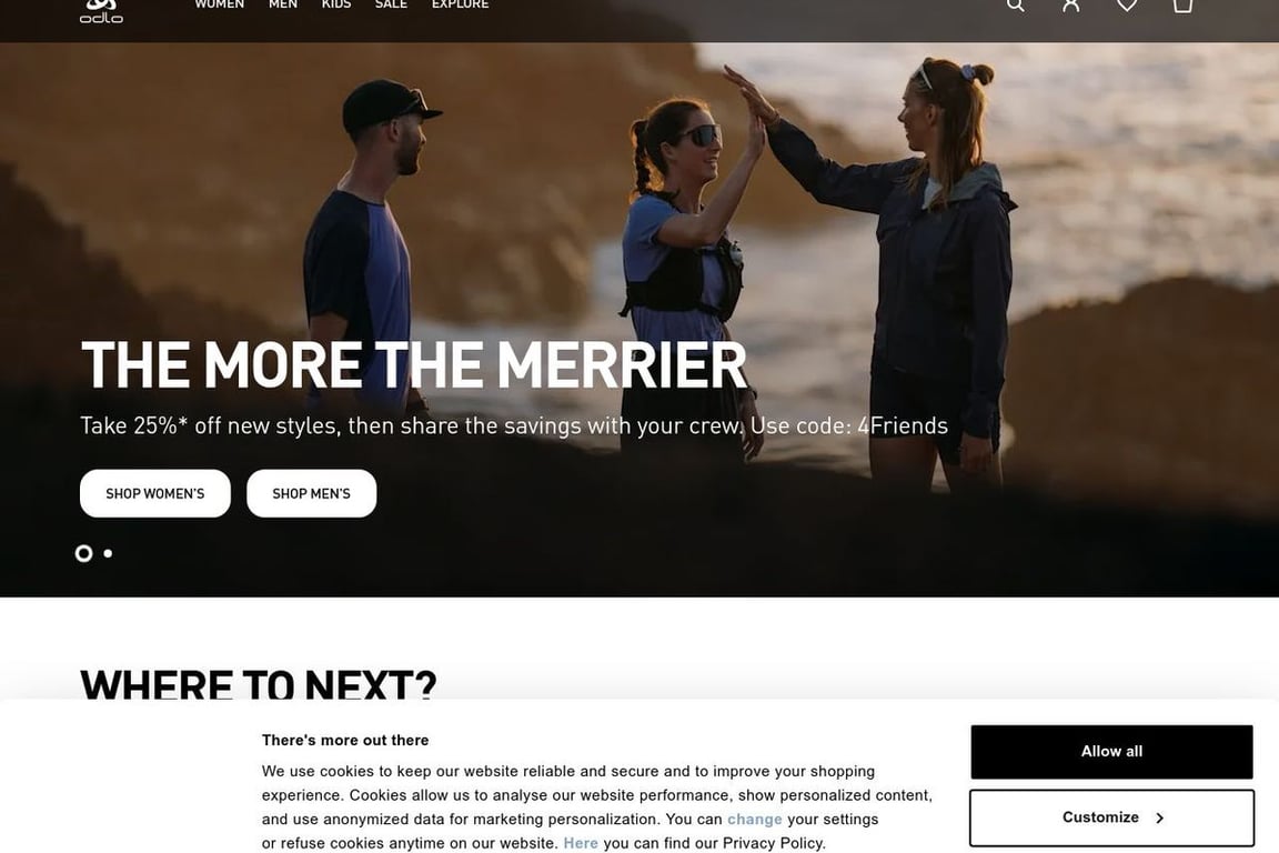 Odlo UK homepage