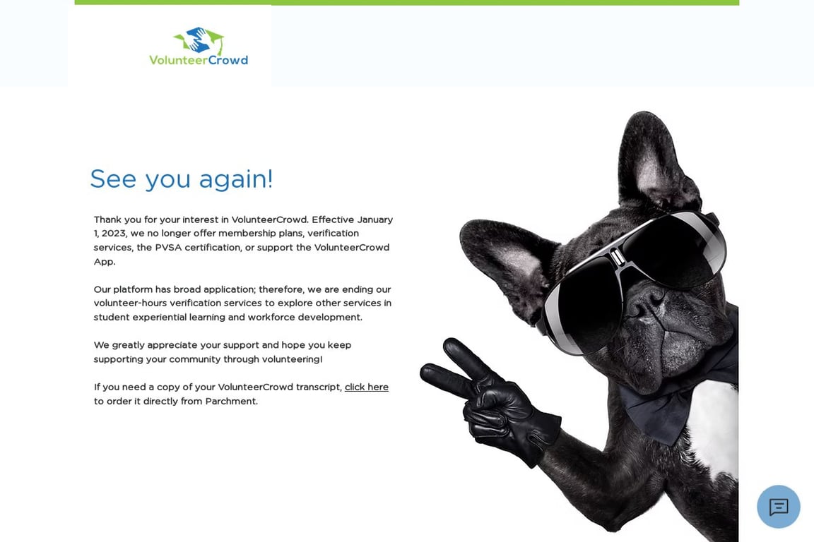 VolunteerCrowd homepage