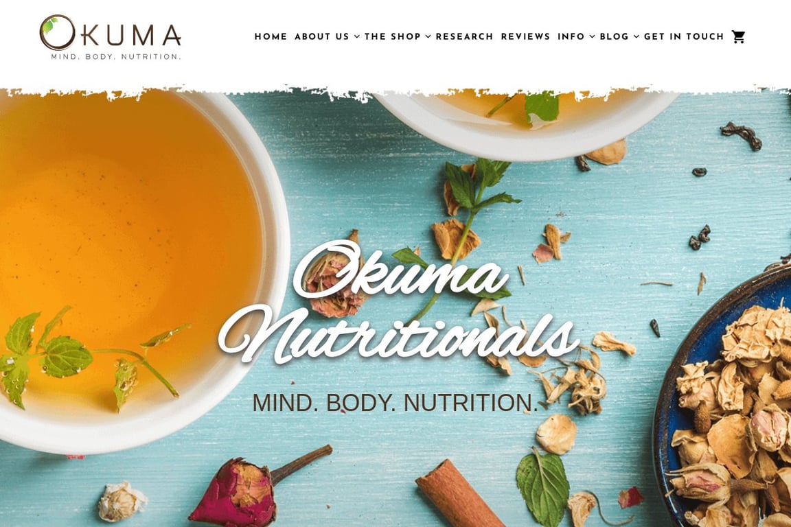 Okuma Nutritionals homepage