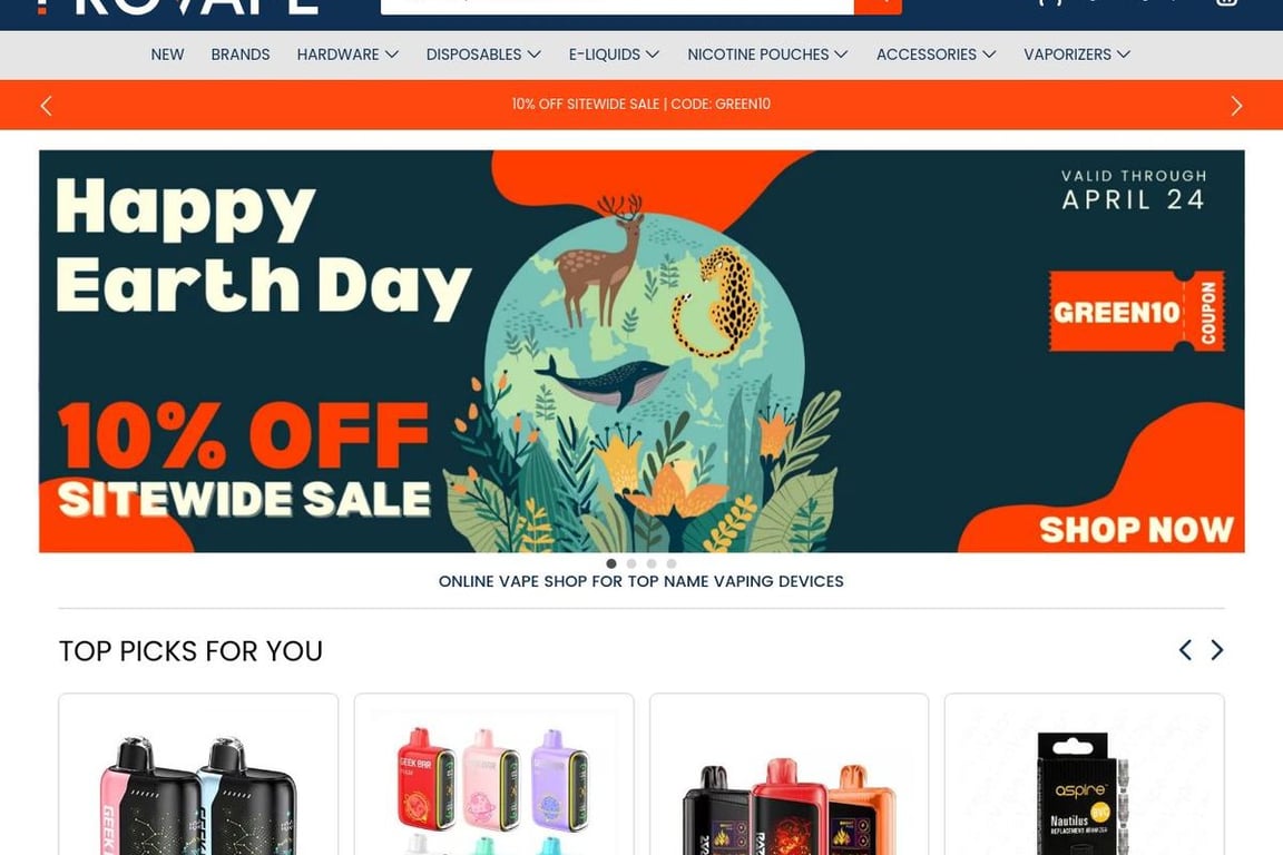 ProVape homepage