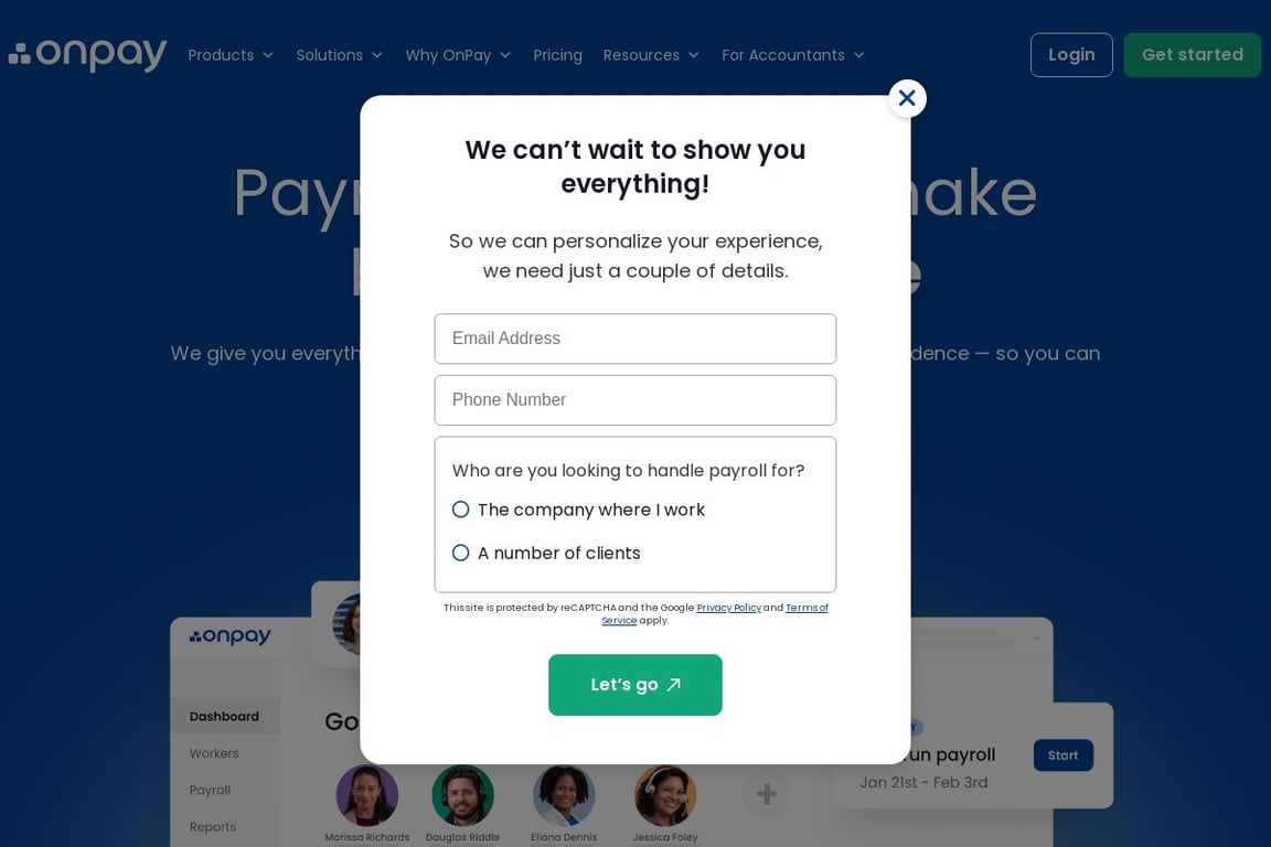 OnPay homepage