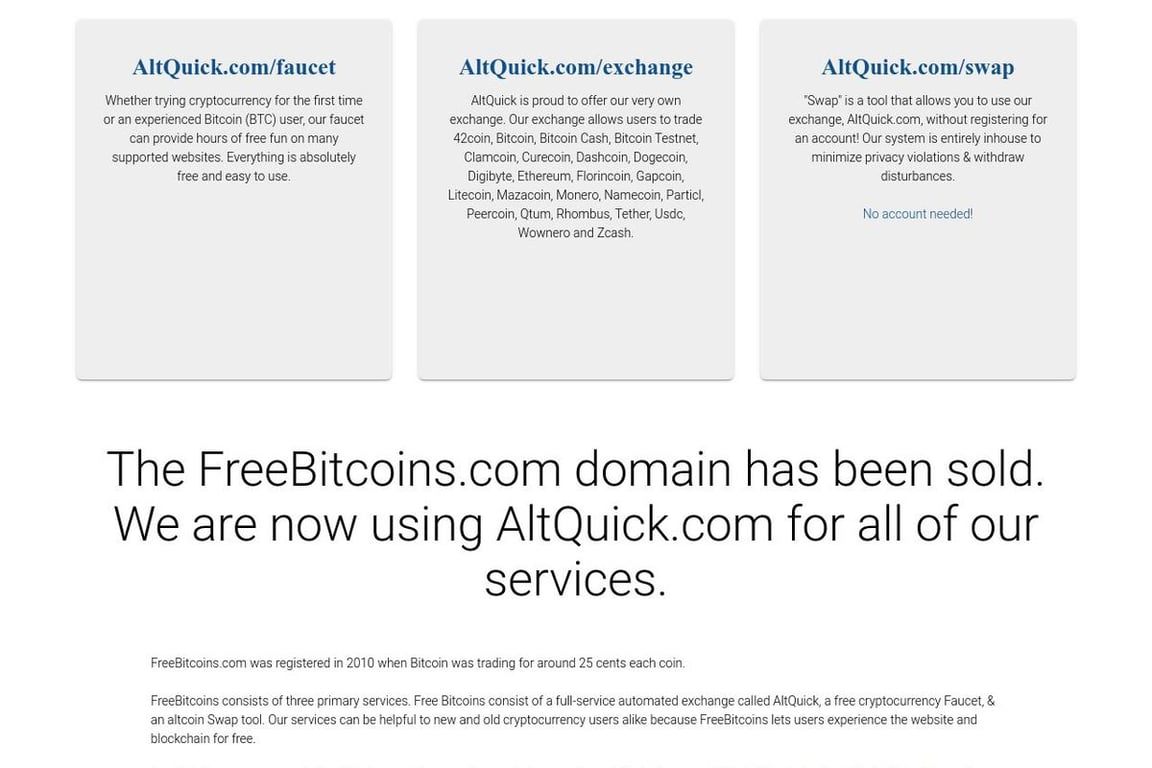 FreeBitcoins.com homepage