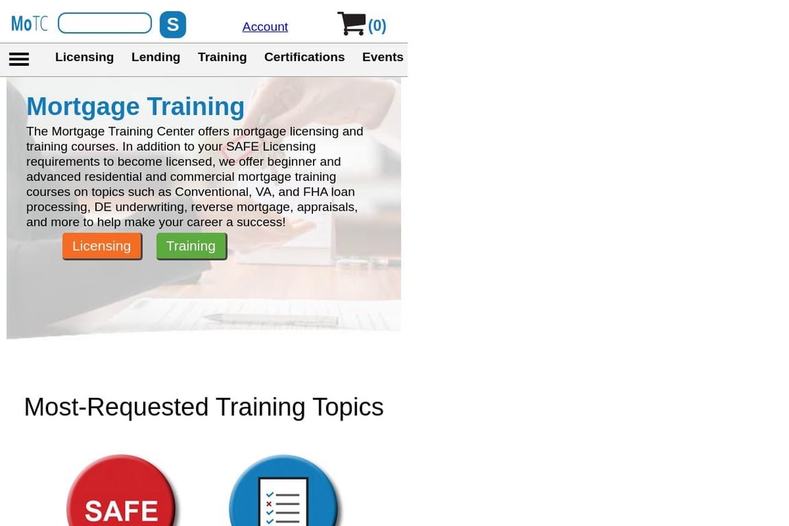 Mortgage Training Center homepage