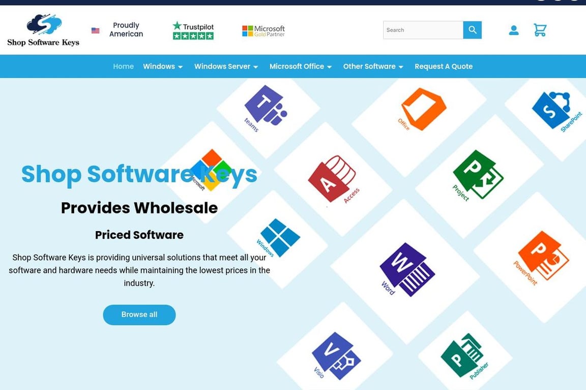 Shop Software Keys homepage