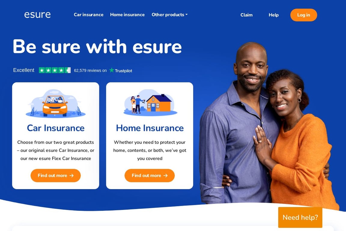 Esure Car Insurance homepage