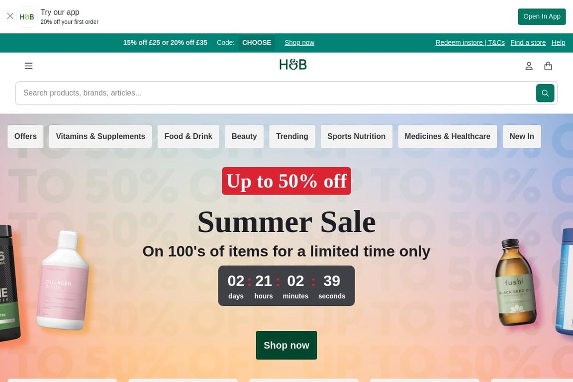 Holland and Barrett UK homepage