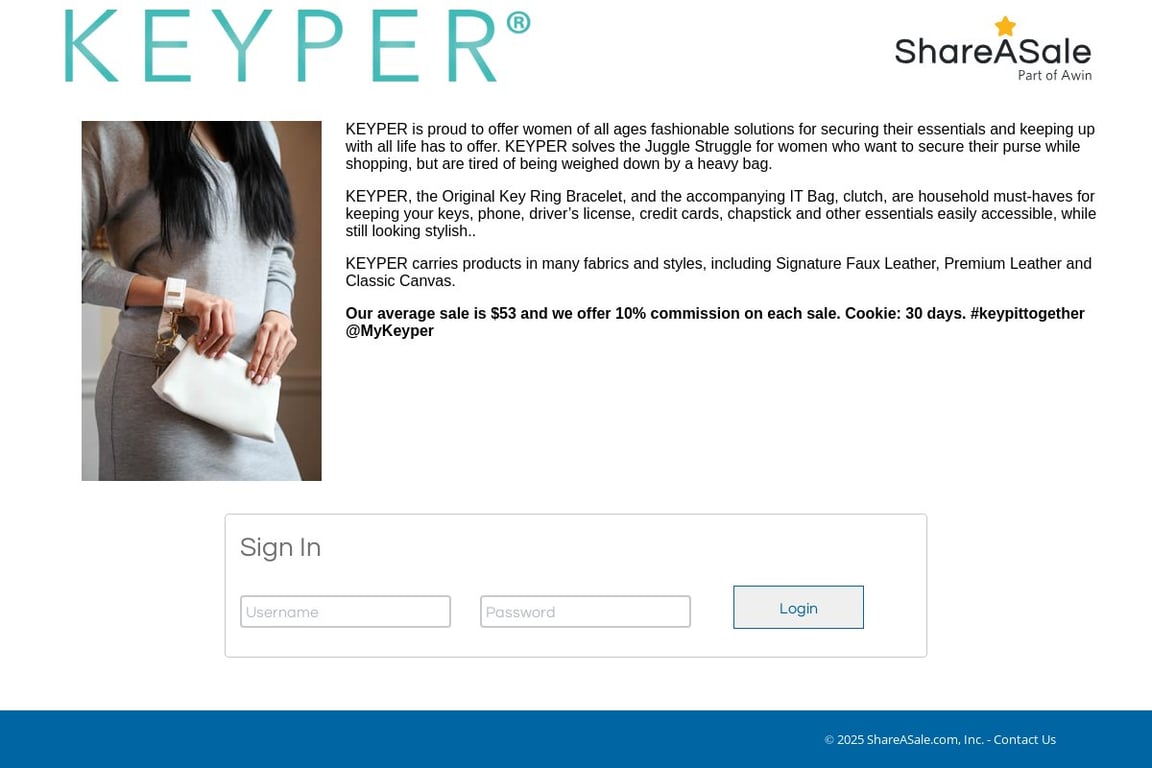 KEYPER affiliate program signup page
