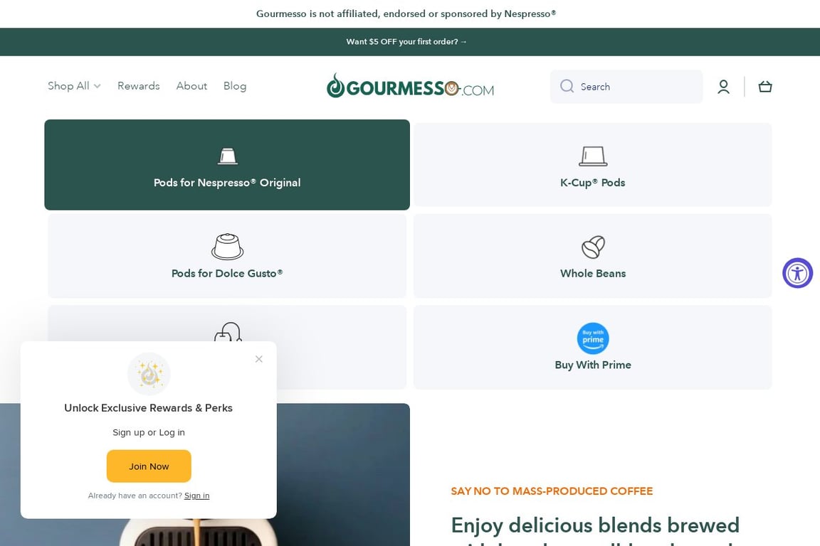 Gourmesso homepage
