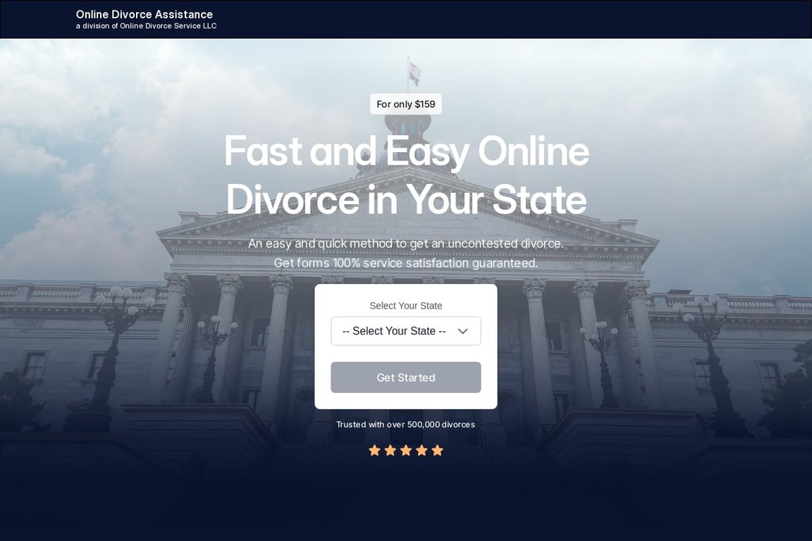 Online Divorce Assistance Services homepage