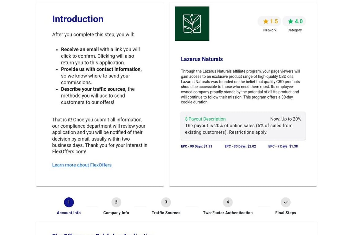 Lazarus Naturals affiliate program signup page