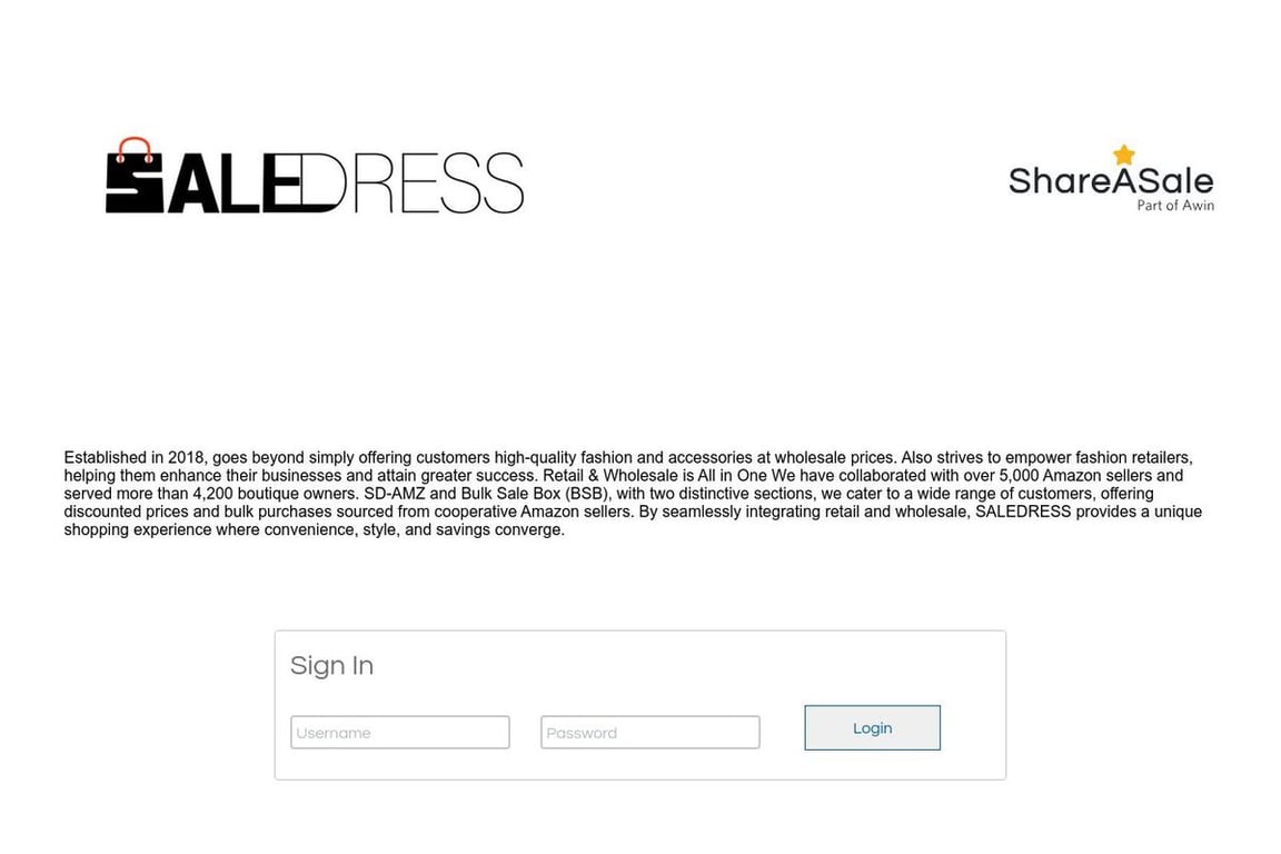 SaleDress affiliate program signup page