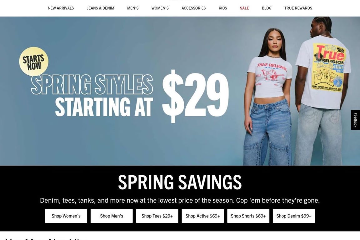 True Religion homepage