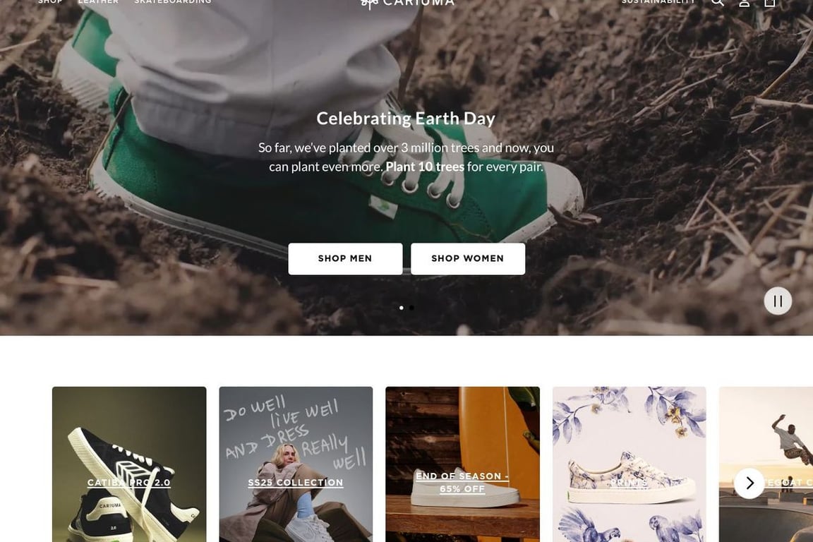 Cariuma homepage