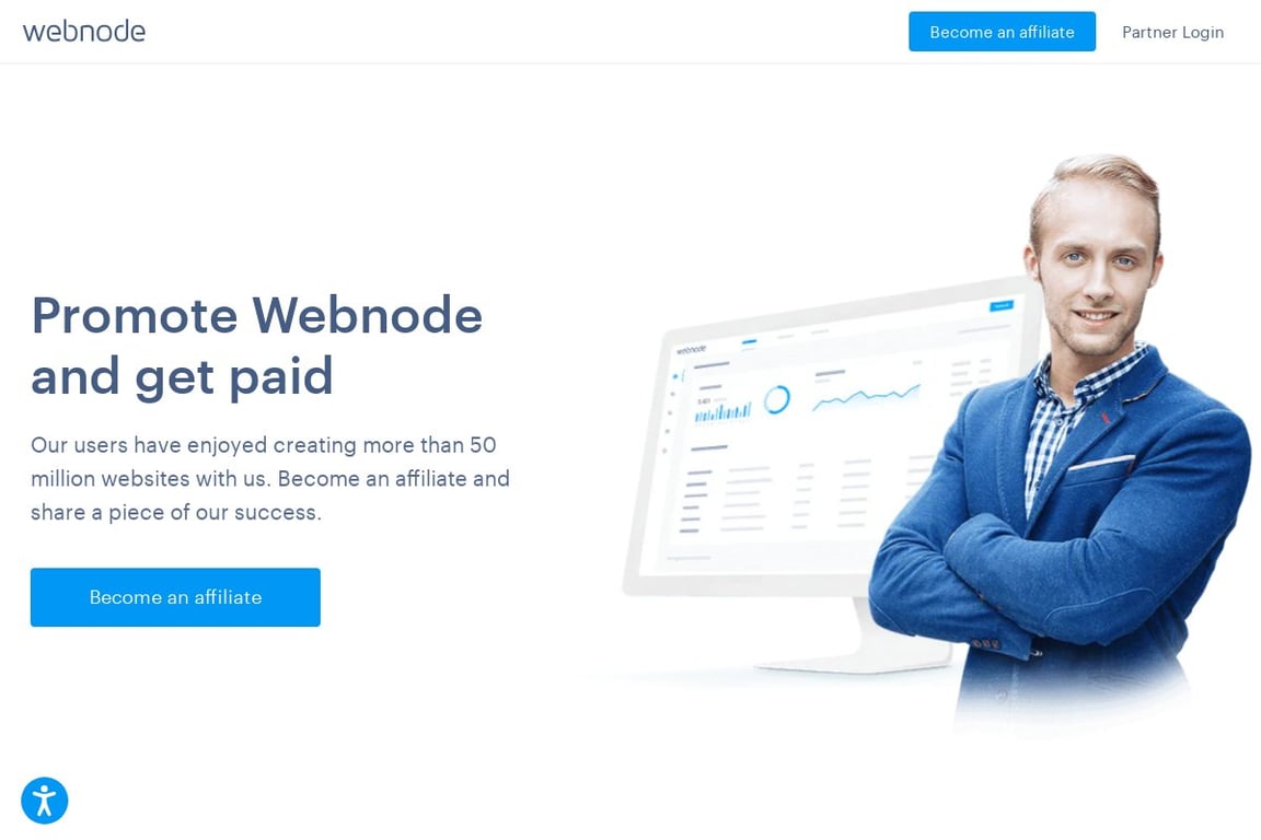 Webnode affiliate program signup page