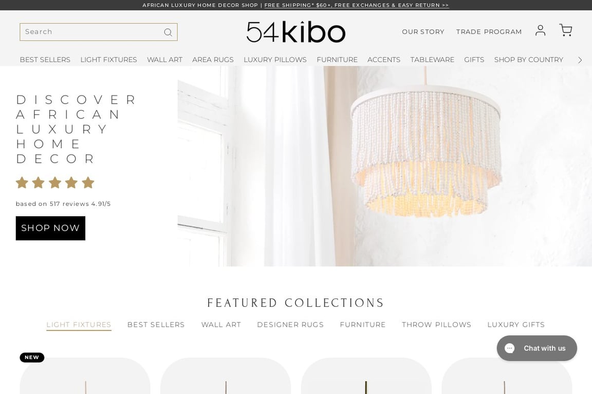 54kibo Home Decor homepage