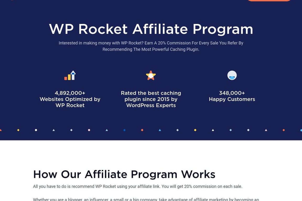 WP Rocket affiliate program signup page