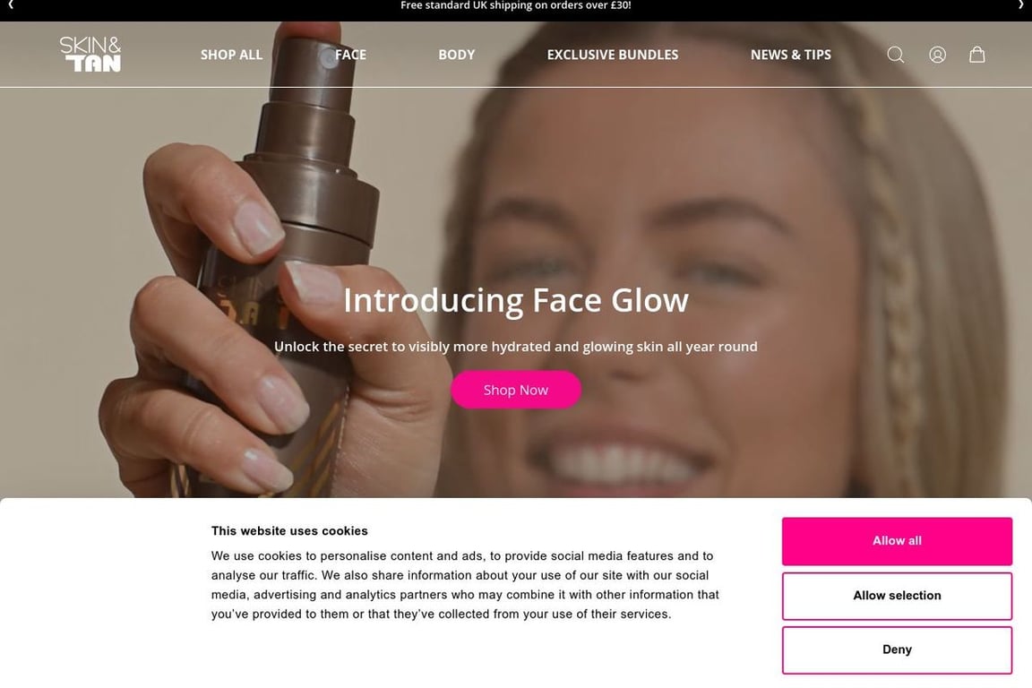 Skinny Tan UK homepage