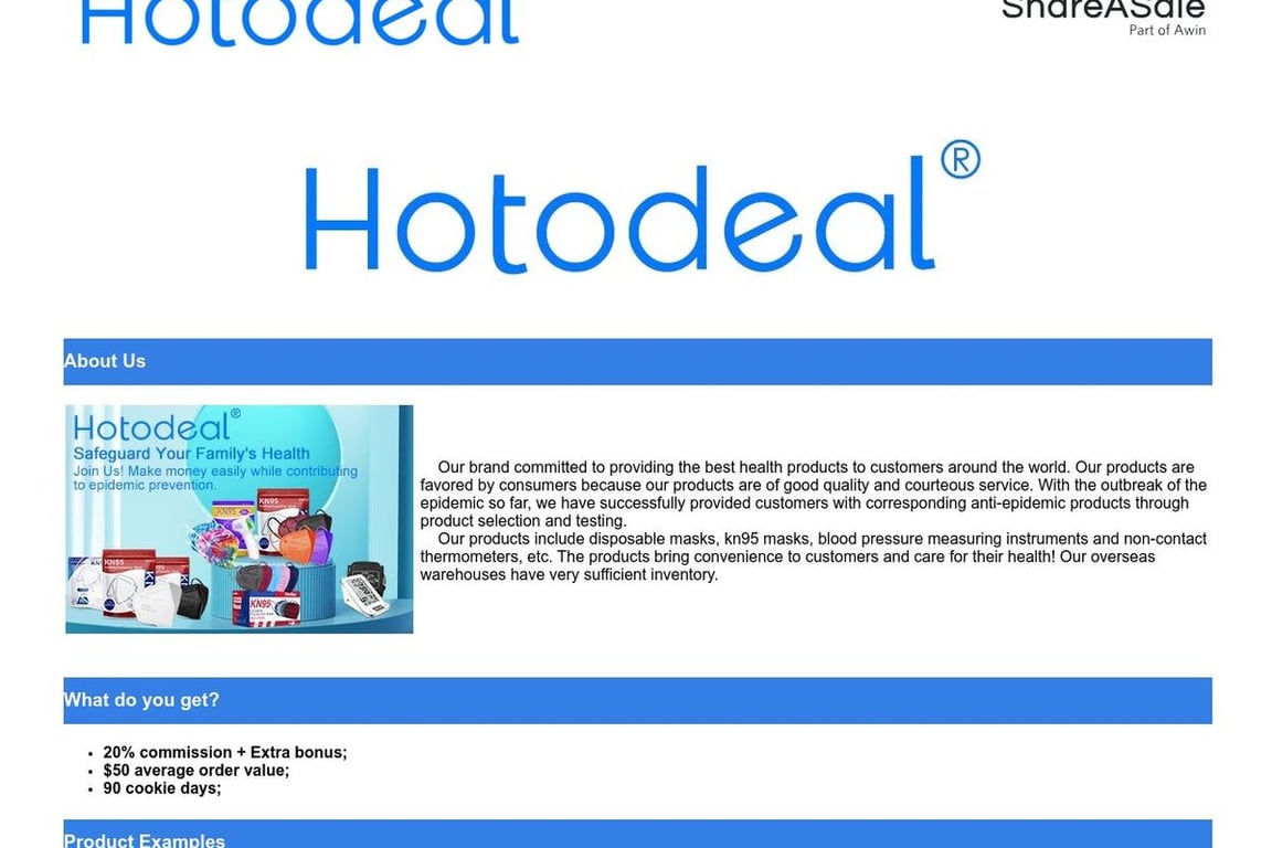 Hotodeal affiliate program signup page
