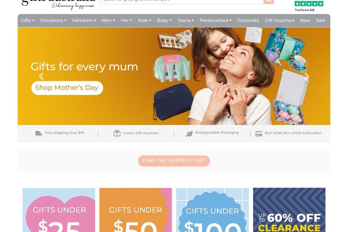 Gifts Australia homepage