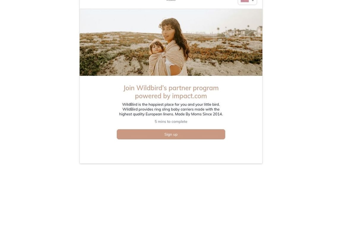 Wildbird affiliate program signup page