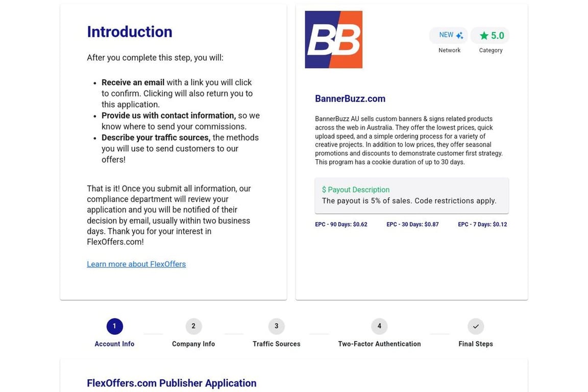 BannerBuzz.com affiliate program signup page