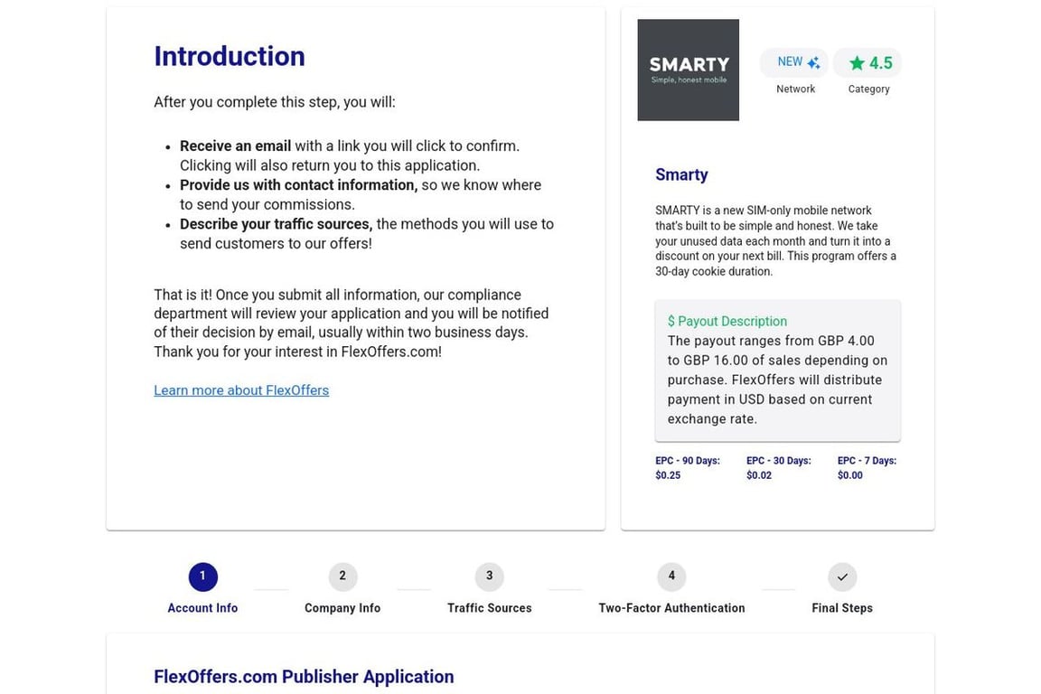 Smarty affiliate program signup page