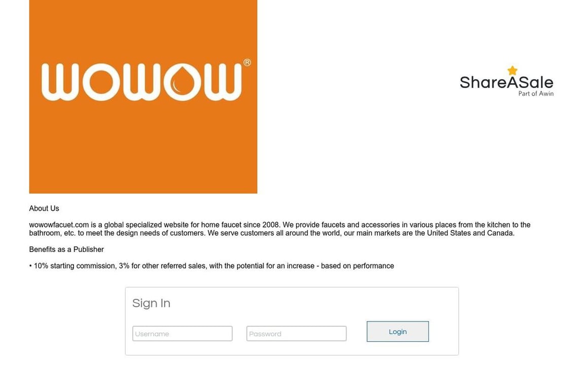 Wowow affiliate program signup page