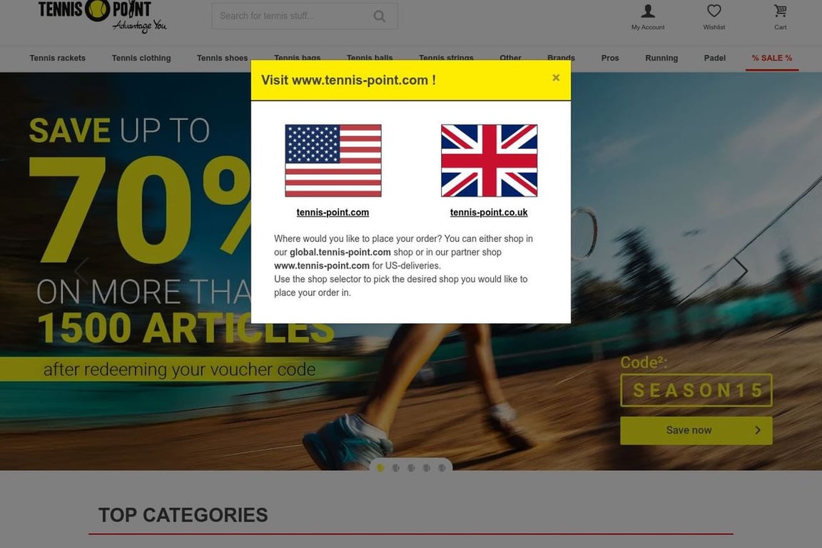 Tennis Point UK homepage