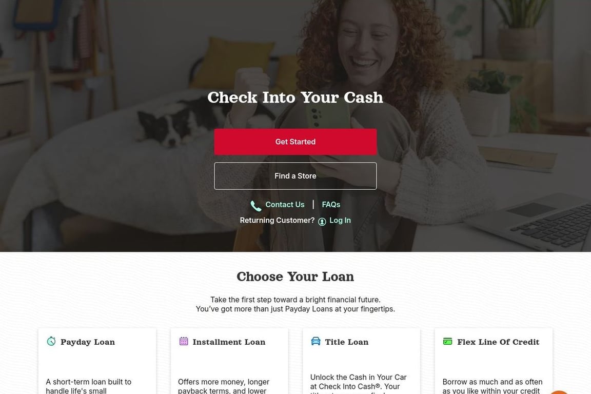 Check Into Cash homepage
